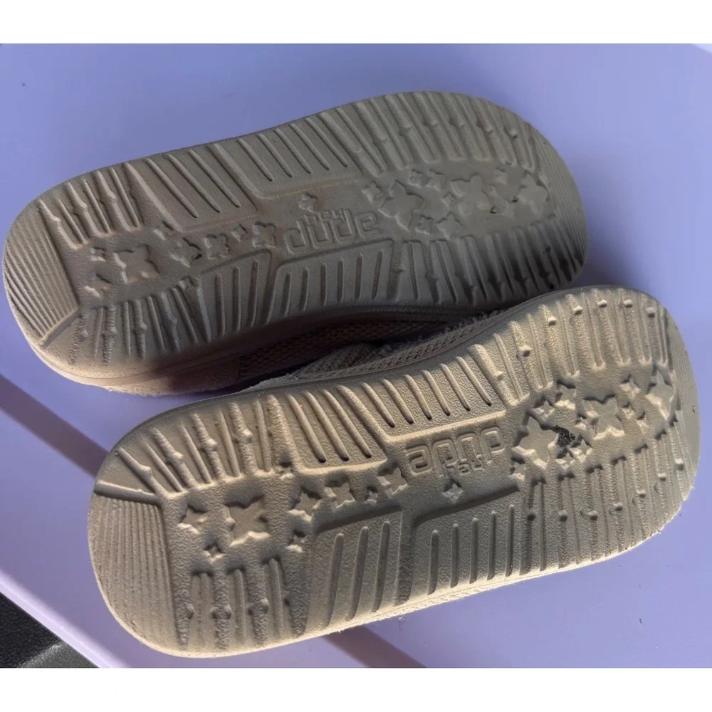Hey Dude Wally Youth Funk Mono Tan Khaki Slip On Loafers Kids Size K13 40047-234